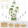 Indoor Plant Stand with White Metal Frame and Wood Finish Shelves