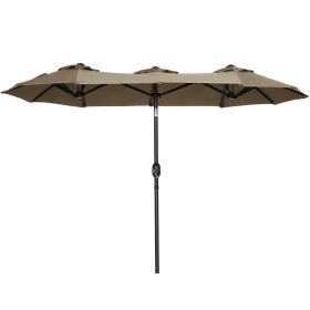 Outsunny Double-sided Patio Umbrella 9.5' Large Outdoor Market Umbrella with Push Button Tilt and Crank, 3 Air Vents and 12 Ribs, for Garden, Deck