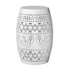 9.4" Steel Patio End Table, Round Hollow Drum Side Table, Accent Table for Indoor and Outdoor, White