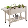 Outsunny Raised Garden Bed Planter Box w/ 8 Grow Grids, Storage Shelf & Lockable Wheels