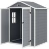 Outsunny 6x4.5 Outdoor Storage Shed, Lockable Tool Shed with Double Doors, Vent and Window for Garden, Cottage Style, Family Use, Gray