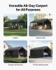 Carport Car Canopy 12x20FT Heavy Duty Outdoor Car Shelter with Sidewalls Grey