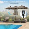 Outsunny Double-sided Patio Umbrella 9.5' Large Outdoor Market Umbrella with Push Button Tilt and Crank, 3 Air Vents and 12 Ribs, for Garden, Deck