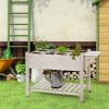Outsunny Raised Garden Bed Planter Box w/ 8 Grow Grids, Storage Shelf & Lockable Wheels