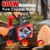 12-Inch Cordless Electric Chainsaw with 2 x 21V 1.5Ah/3.0Ah Batteries & Charger - Brushless Motor, Auto Oiler, Safety Switch for Tree Trimming
