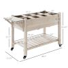 Outsunny Raised Garden Bed Planter Box w/ 8 Grow Grids, Storage Shelf & Lockable Wheels